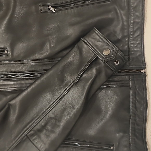 Michael Kors Large Mens Black Genuine Leather Jacket - Picture 3 of 8